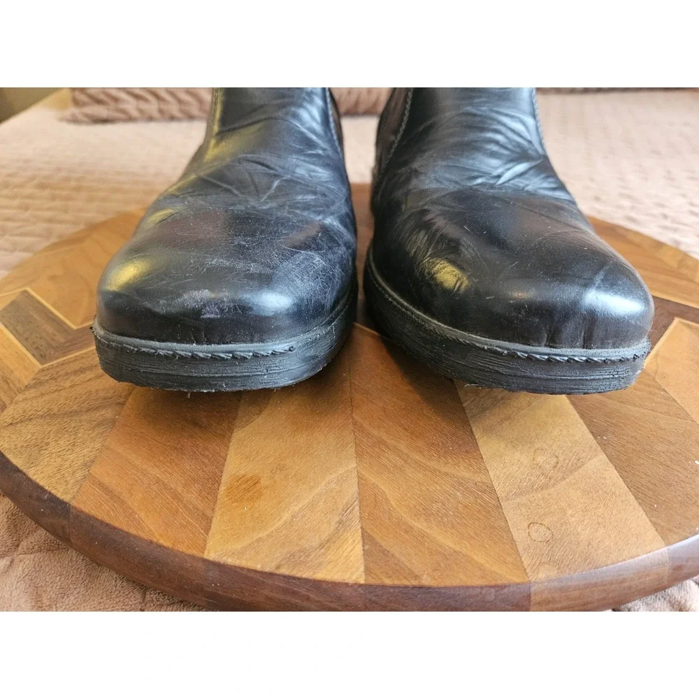 ALDO Men's Black Crinkled Leather Side Zip Dress Boots With Pull Tabs, Size 45
